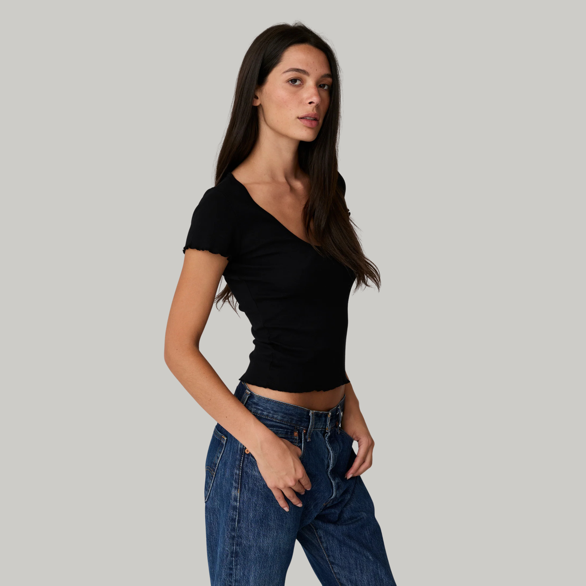 Asher Womens Vicki Scoop T-Shirt-Black