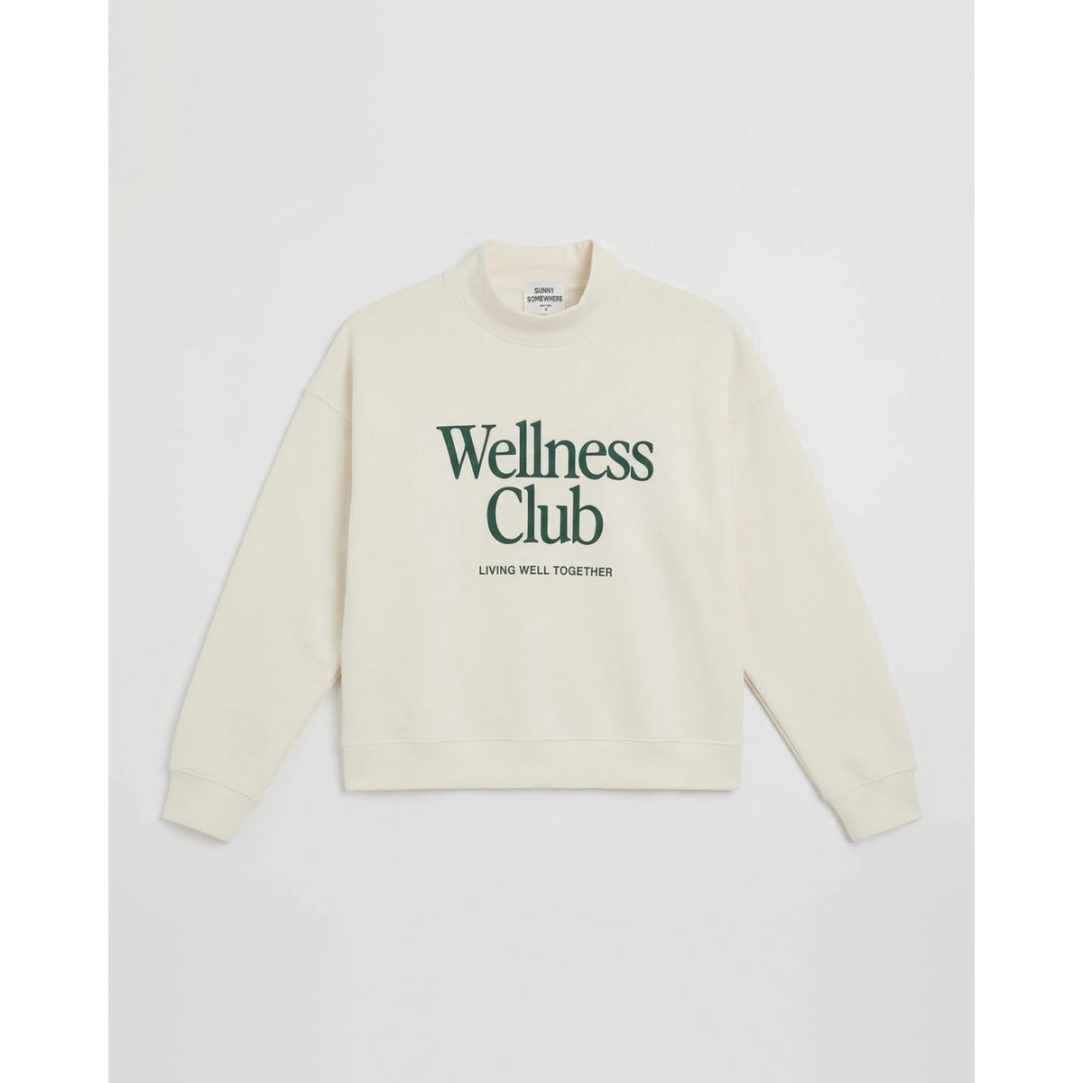 Sunny Somewhere Womens Wellness Club Mockneck-Off White