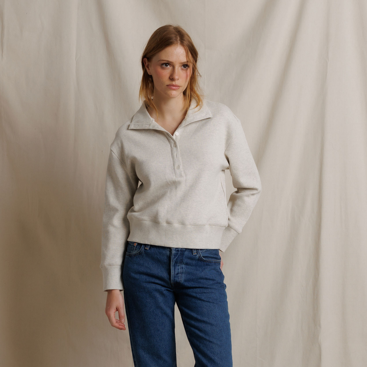 Perfect White Tee Womens Zia Sweatshirt-Oatmeal
