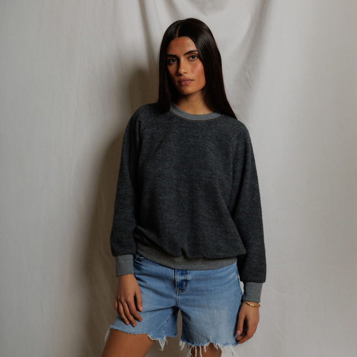 Perfect White Tee Ziggy Inside Out Sweatshirt-Dark Heather Grey