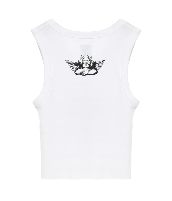 Womens Red Flags Randy Tank in White