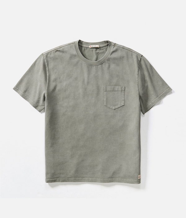 Mens Luxe 250 Relaxed Pocket Tee in Faded Green