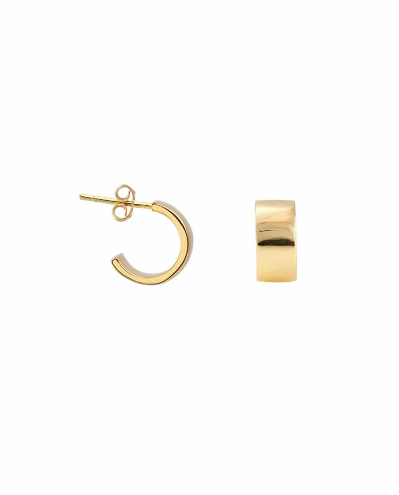 Womens Wide Huggie Hoop Earrings in 18k Gold Vermeil