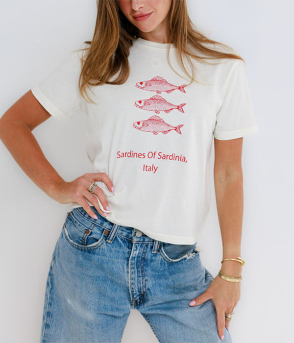 Womens Sardines of Sardinia - Everyday Tee in Off White