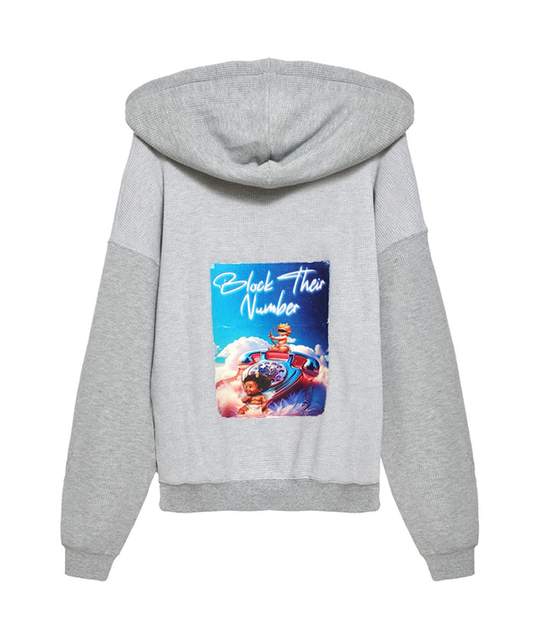 Womens Block Their Number V3 Racer Hoodie in Heather Grey