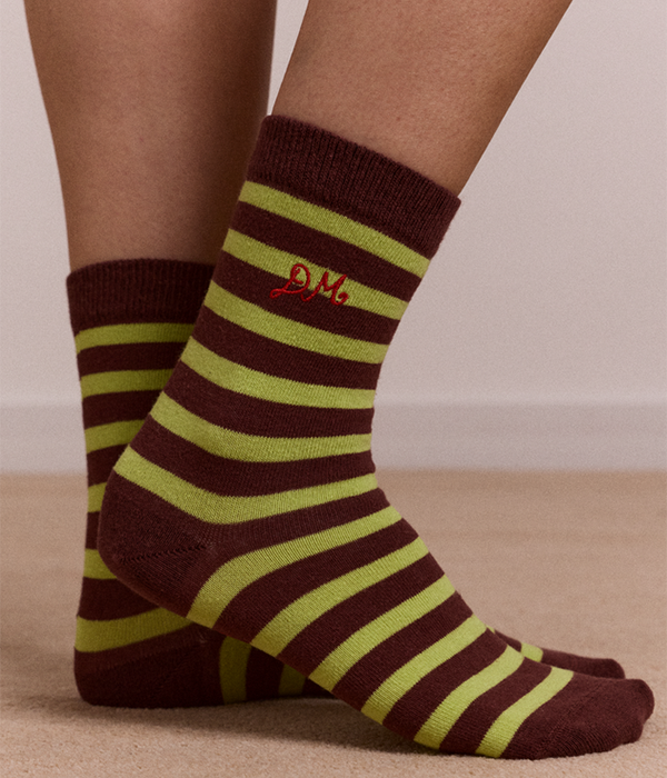 Womens Calf Length 2 Pack Socks - Choc & Avocado