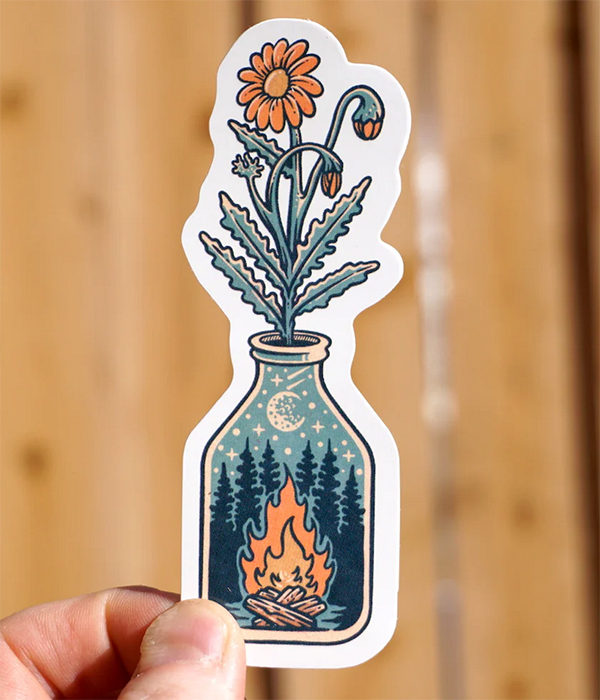 Campfire and Flowers Sticker
