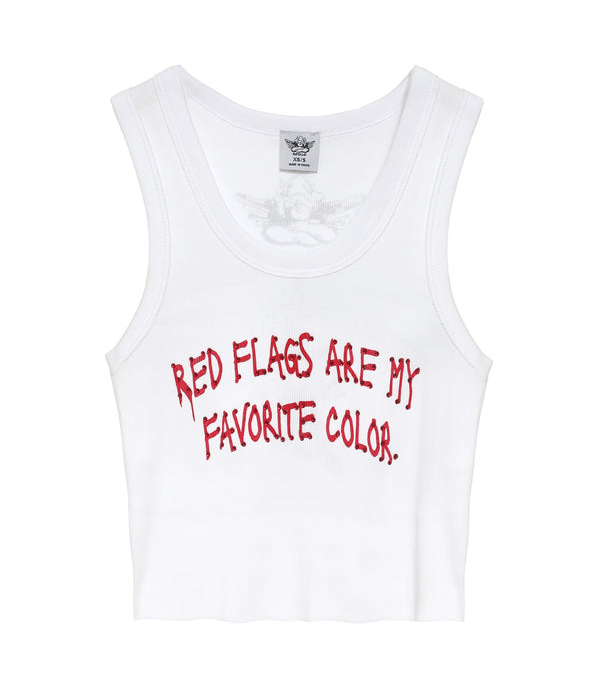 Womens Red Flags Randy Tank in White