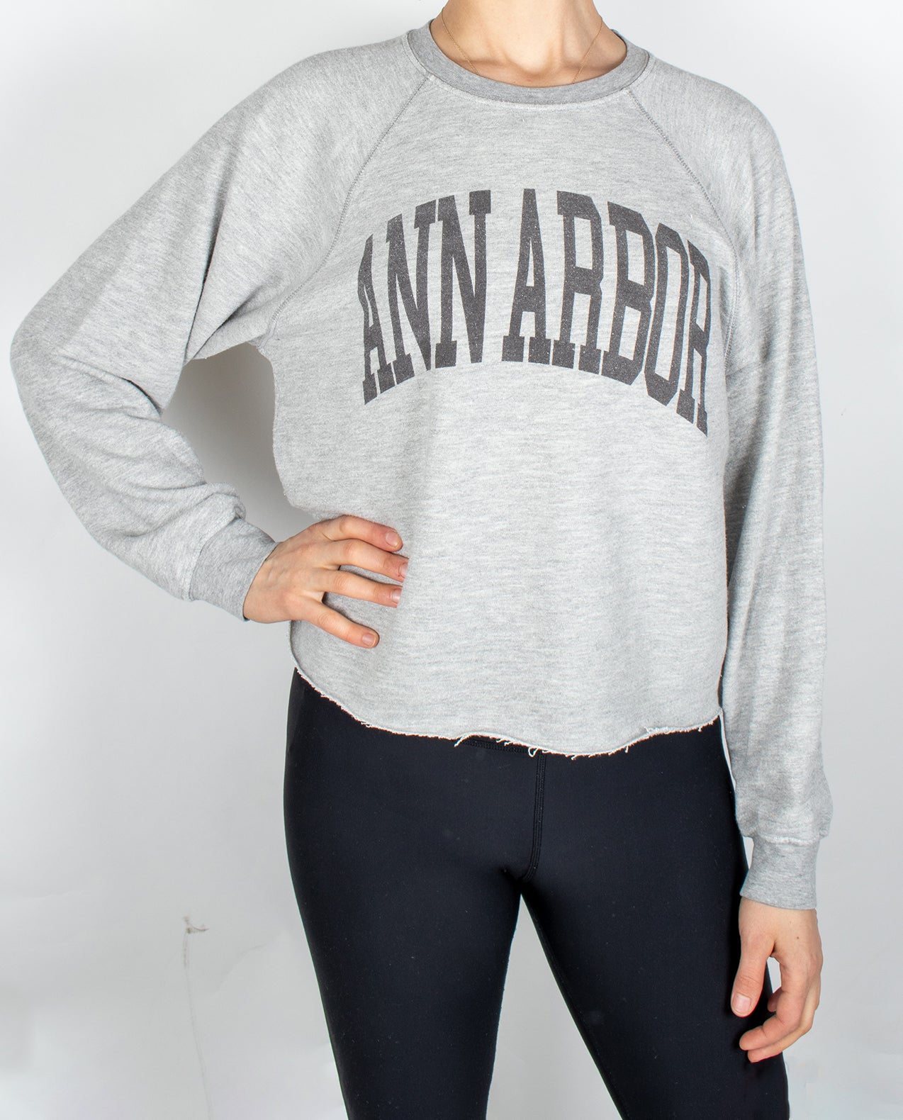 Womens RBBL Premium Ann Arbor Crop Terry Crew with Black Font