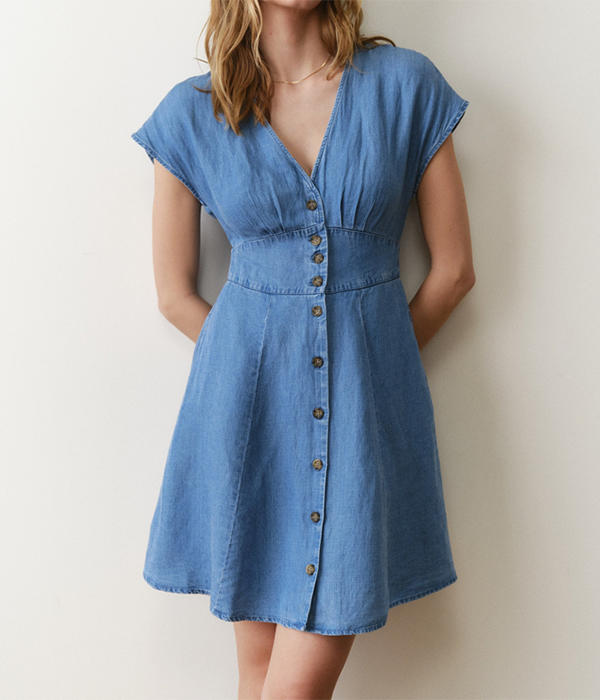 Womens Camila Mini Dress in Light Wash