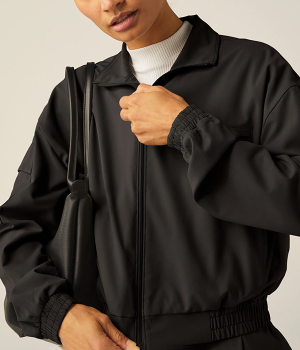 Womens Status Pocket Sleeve Cropped Jacket