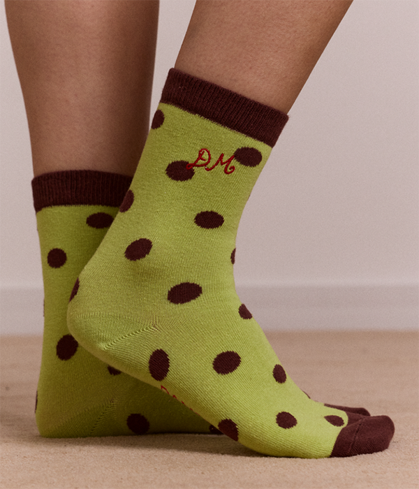 Womens Calf Length 2 Pack Socks - Choc & Avocado