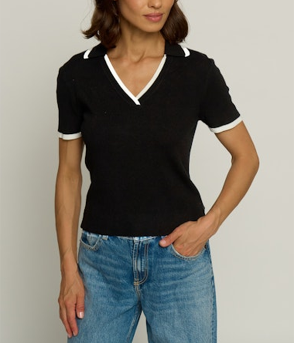 Womens Ribbed Polo w/ Tipping