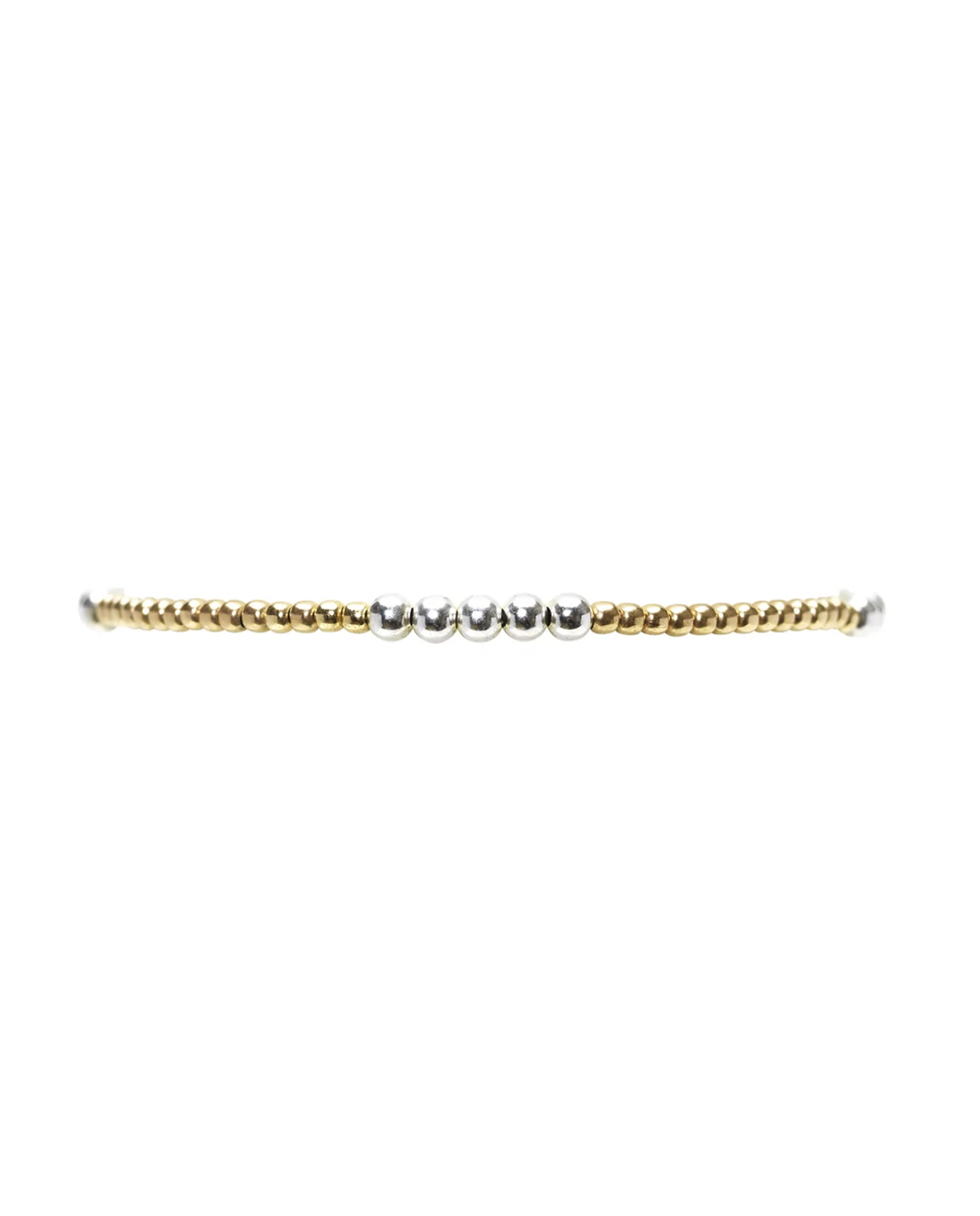 2mm Yellow Gold Filled Bracelet with 3mm Sterling Silver 6.25in