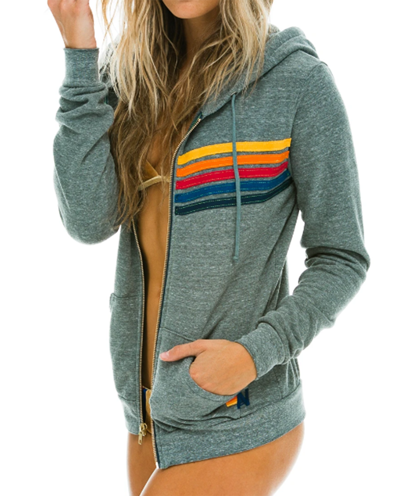 AVIATOR NATION 5 Stripe Zip Hoodie
