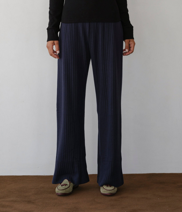 Womens Sweater Rib Simple Pant in Navy