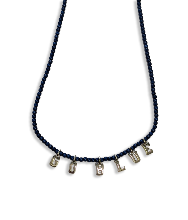 Womens University of Michigan Beaded Slogan Necklace