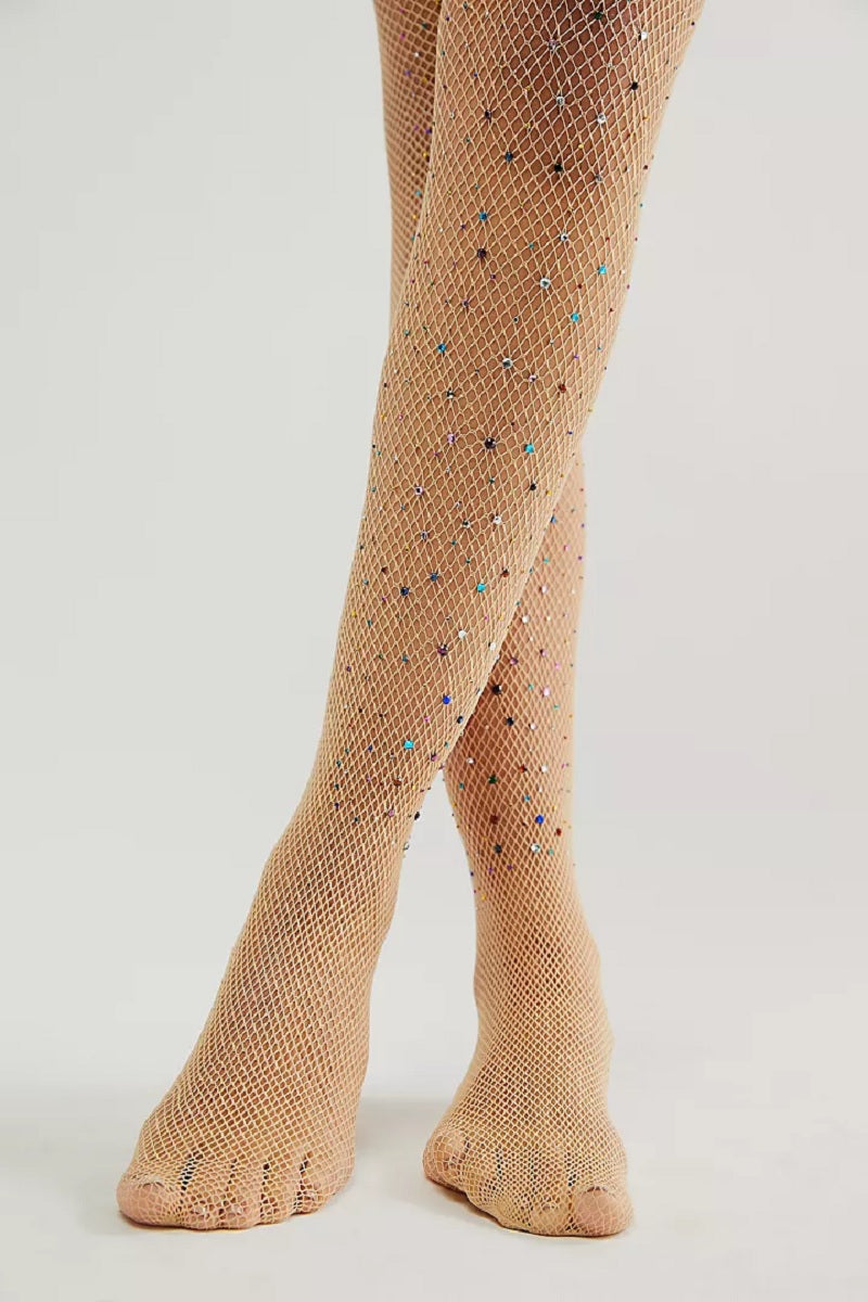 Womens Glitter Fishnet Tight