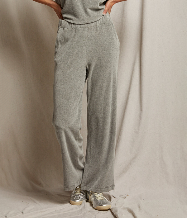 Womens Holly Velour Wide Leg Sweat Pant
