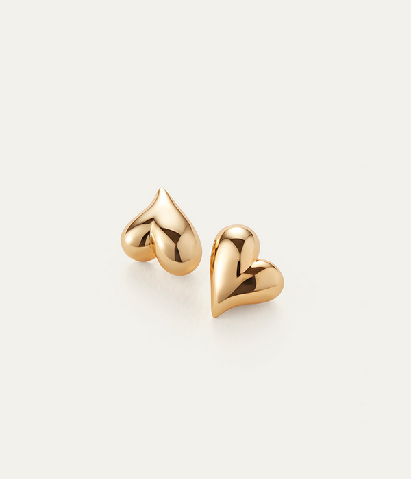 Womens Art Heart Button Earring