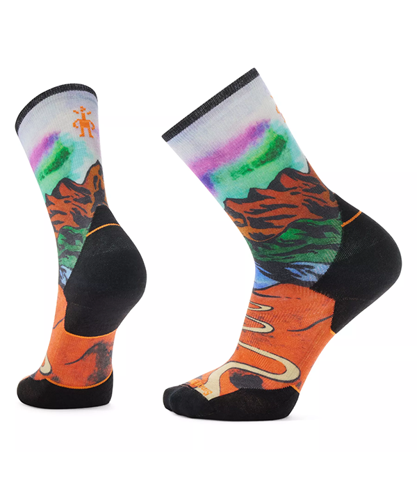 Mens Trail Run Targeted Cushion Singletrack Print Crew Socks