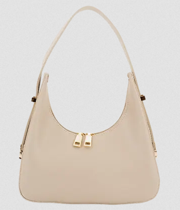 Womens Rhea Vegan Shoulder Bag in Beige