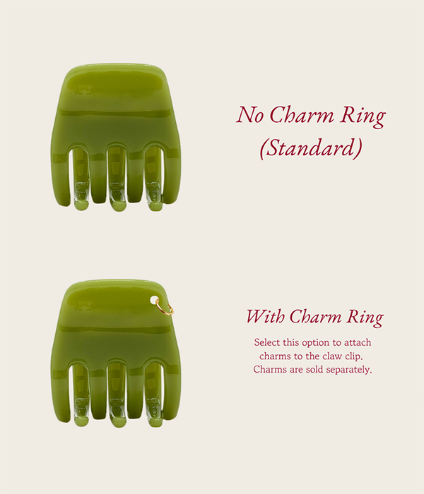 Small Hair Claw Clip â€” Olive with Gold Charm Ring