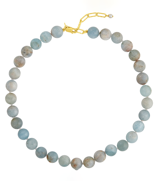 Womens Paloma Necklace Aquamarine - Gold
