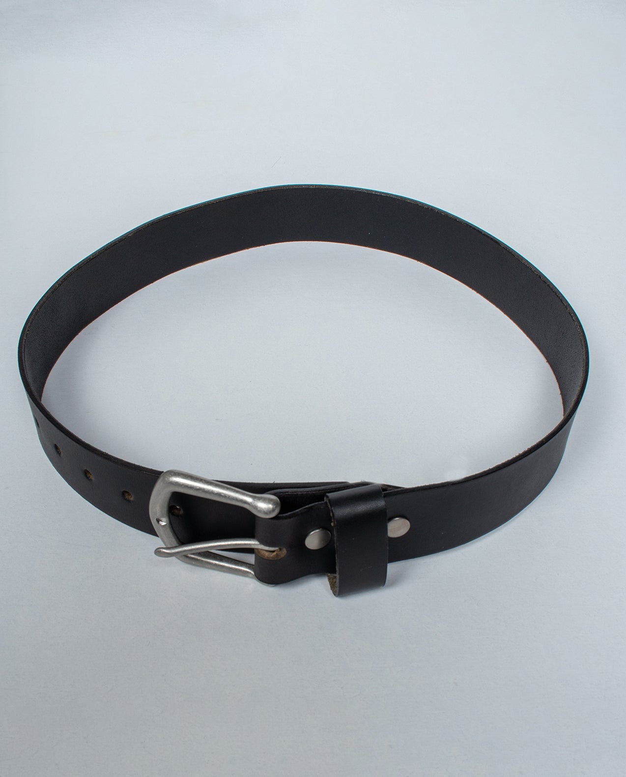 Rough Cut Leather Belt in Crazy Horse Black