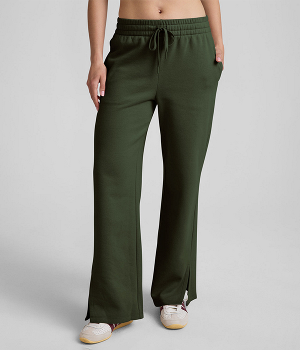 Womens Luxefleece Side Slit Wide Leg Pant