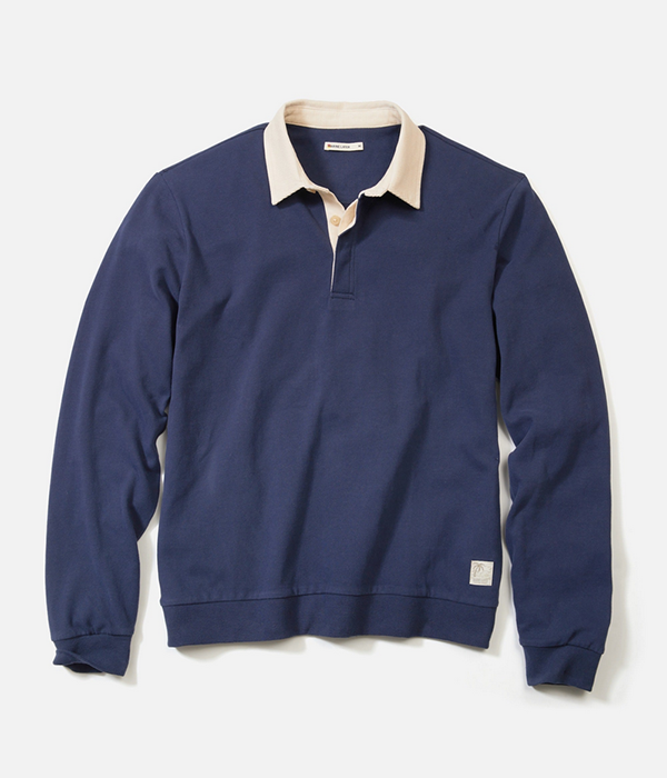 Mens Sueded Rugby Polo in Mood Indigo