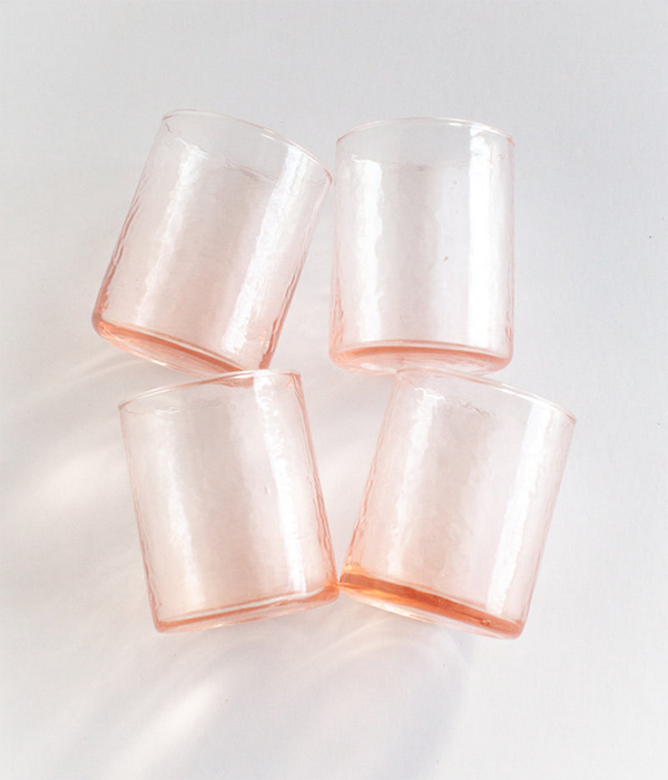 Handblown Hammered Glasses | Set of 4 in Blush