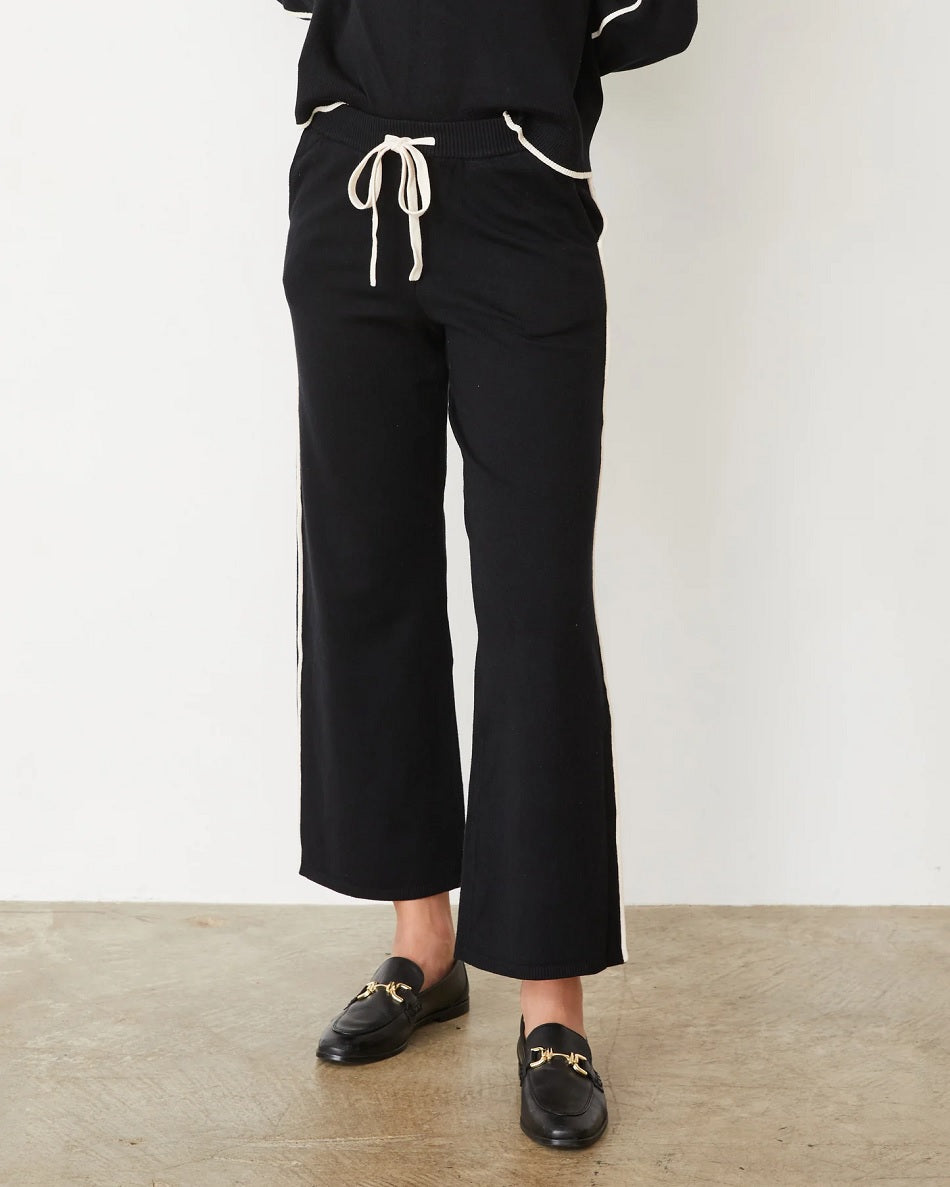 Womens Light Soft Knit Pants With Contrast Piping