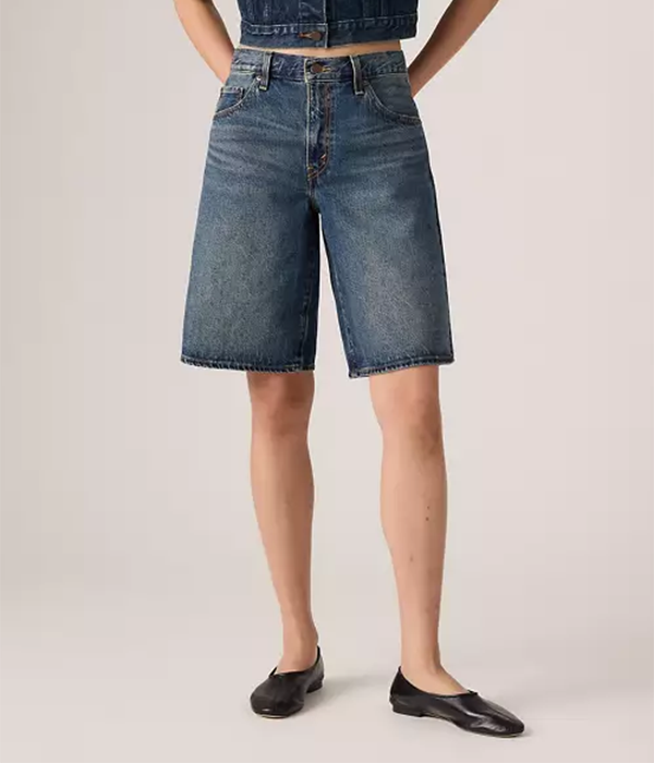 Womens Baggy Dad Jort in Hinged Heart Jort