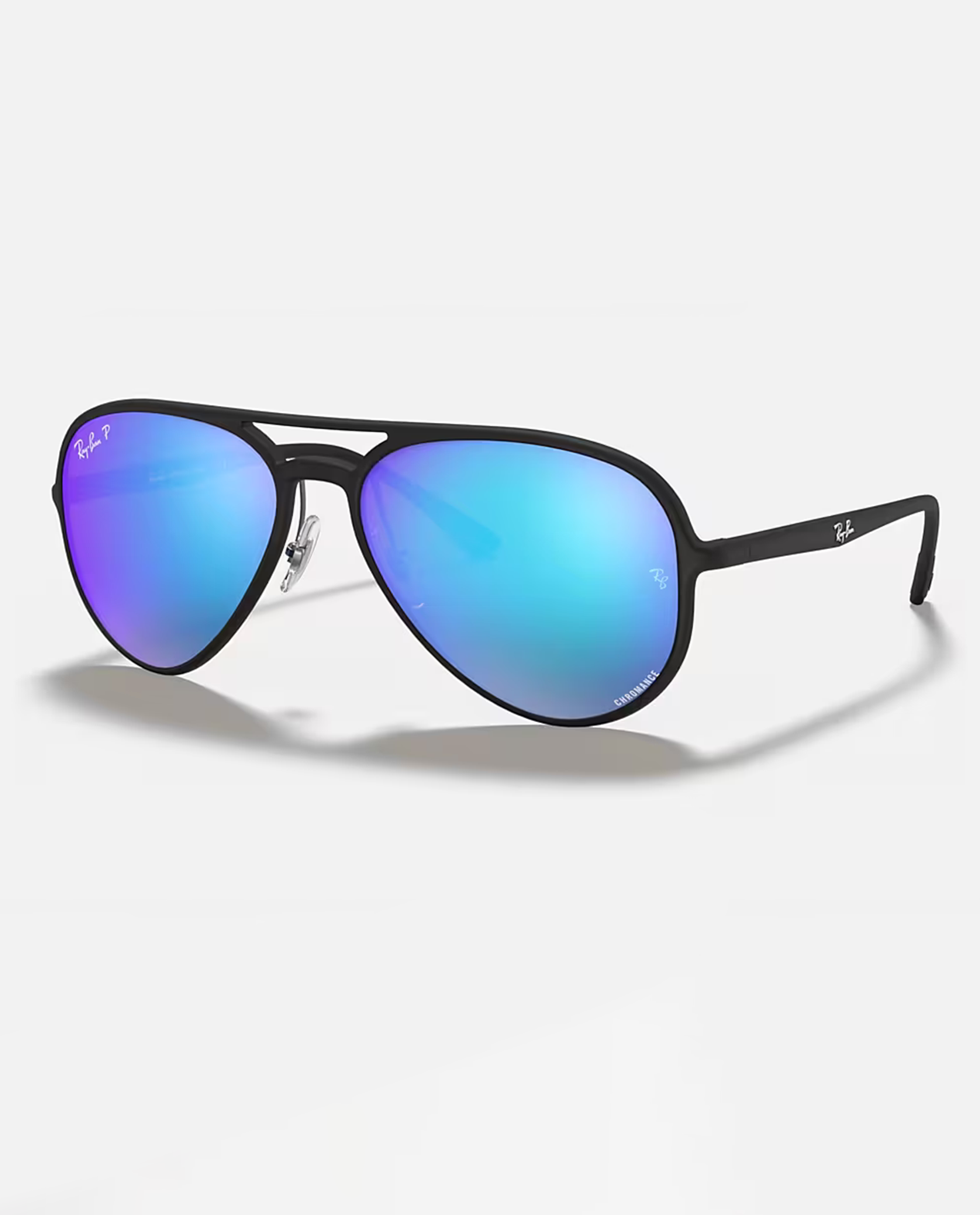 RB4320CH Matte Black Frame with Green Mirror Blue Lens