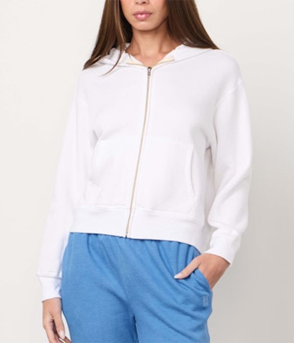 Womens Teddy Fleece Relaxed Zip Up Hoody