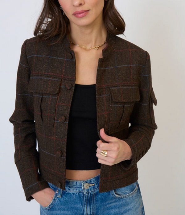 Womens Eden Plaid Military Jacket