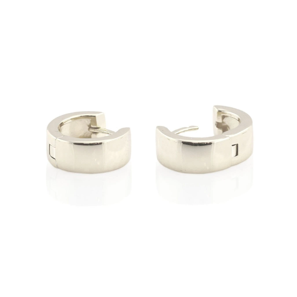 Wide  Hinged Huggie Hoop Earring in Sterling Silver