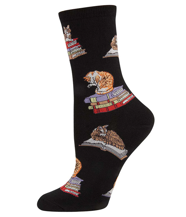 Womens Cats on Books Socks