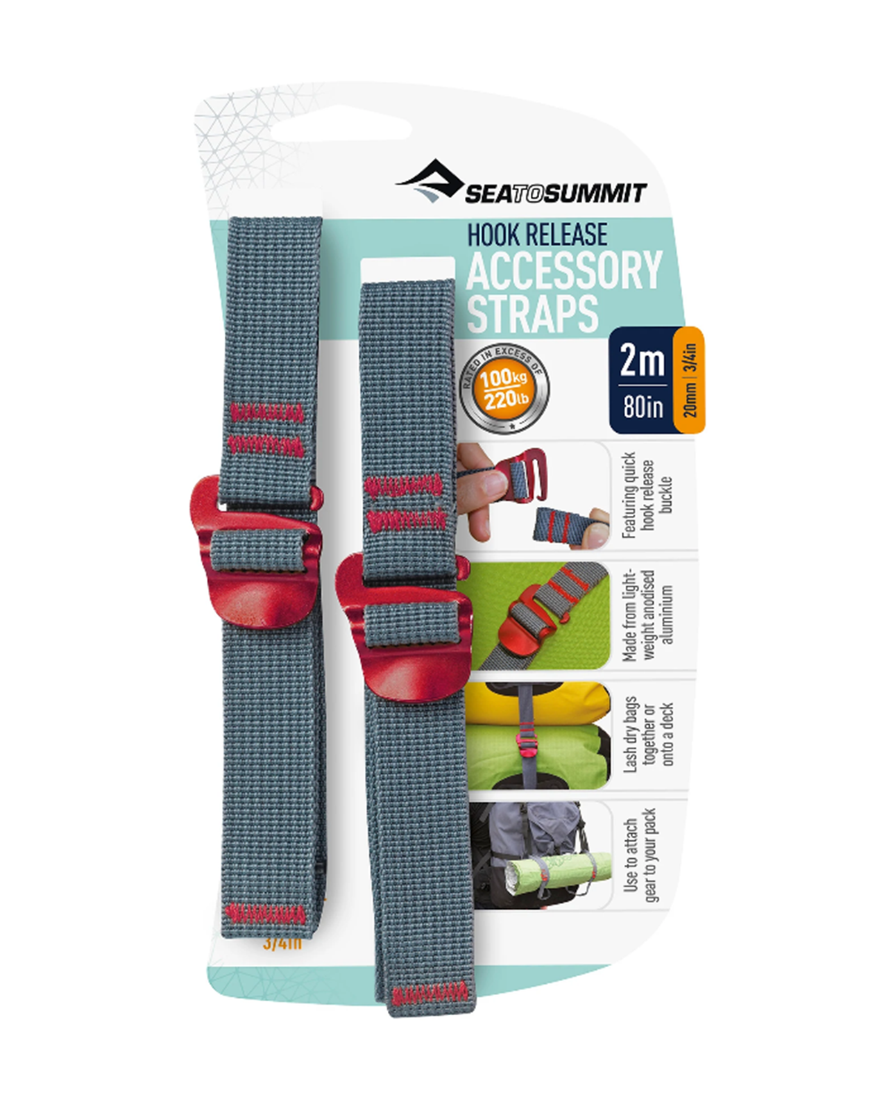 Accessory Straps w hook 20mm - 3/4" - 80in/2m