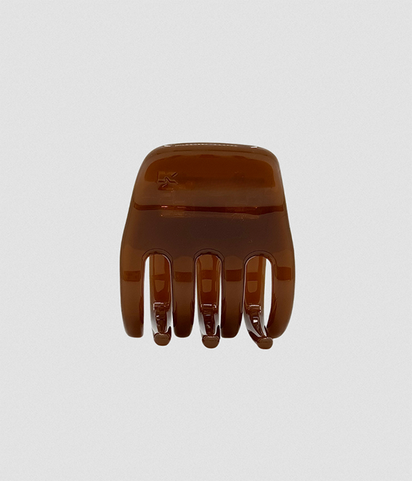 Small Hair Claw Clip With GOLD Charm Ring â€” Espresso Martini