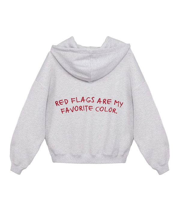 Womens Red Flags V2 Racer Hoodie in Light Heather Grey
