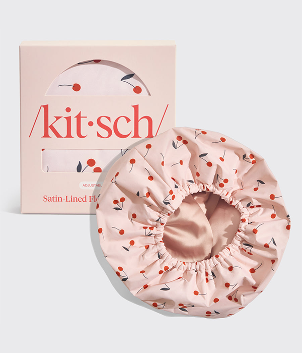 Satin-Lined Flexi Shower Cap - Cherry Print