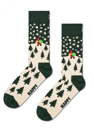 Mens Santa On The Way Sock in Dark Green