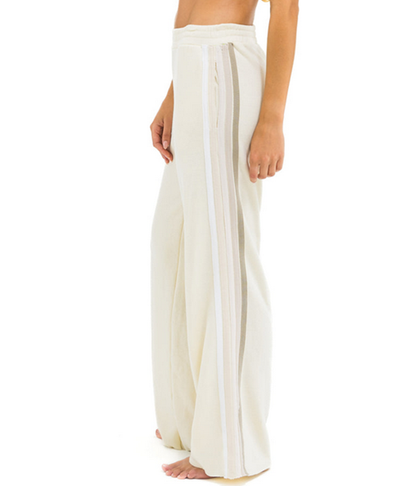 Womens 5 Stripe Wide Leg Pocket Sweatpant