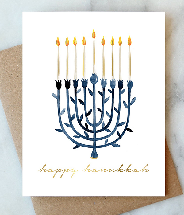 Bright Menorah Hanukkah Greeting Card | Holiday Card