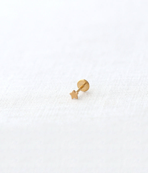 Womens Star Titanium Flat Back Stud Earring