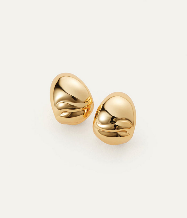 Womens Nelle Hoops in High Polish Gold