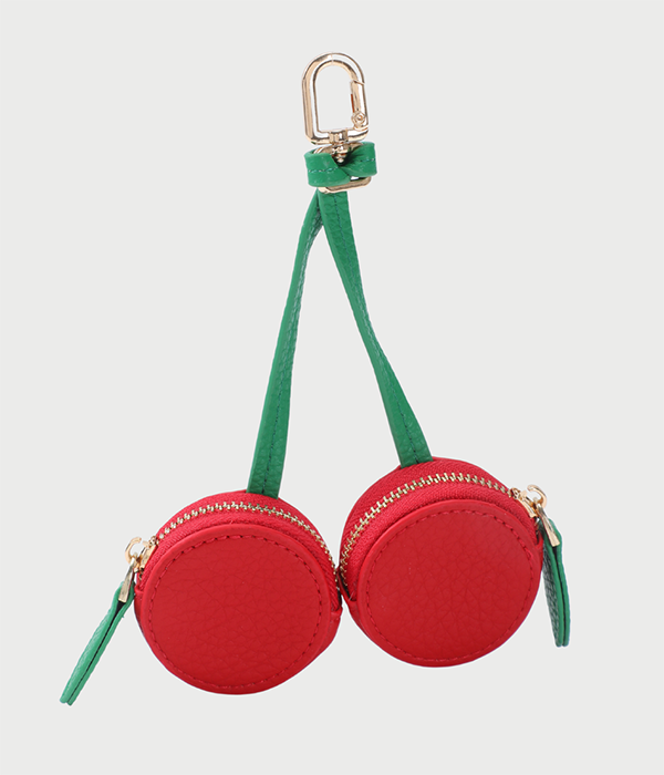 Leather Cherry Charm in Red