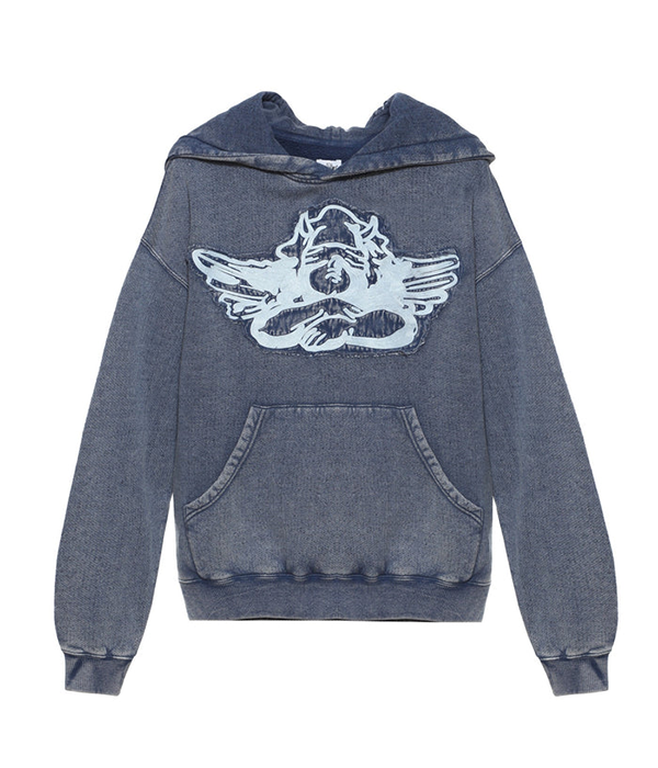 Womens Blue Stitch Me Up Racer Hoodie in Blue